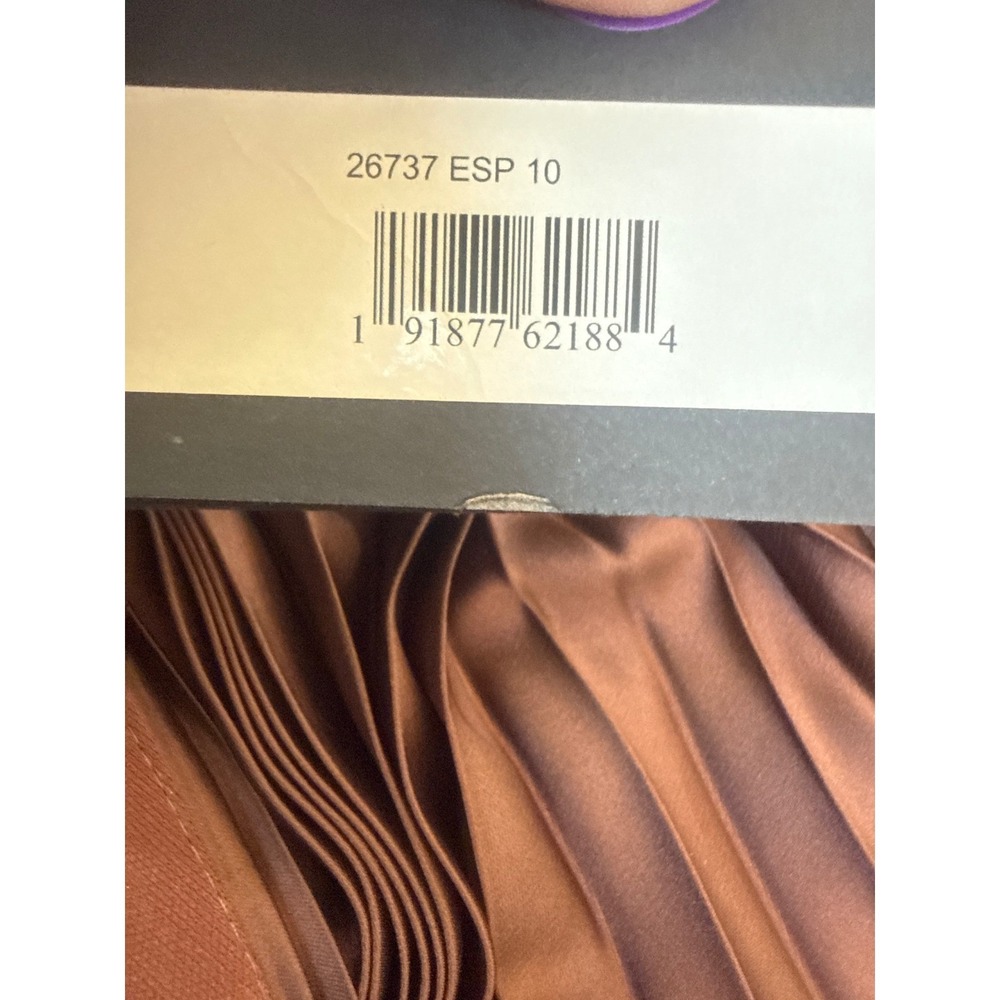 NWT Mac Duggal 26737 Espresso Pleated Charmeuse Open Back Gown Size 10 - Picture 6 of 8